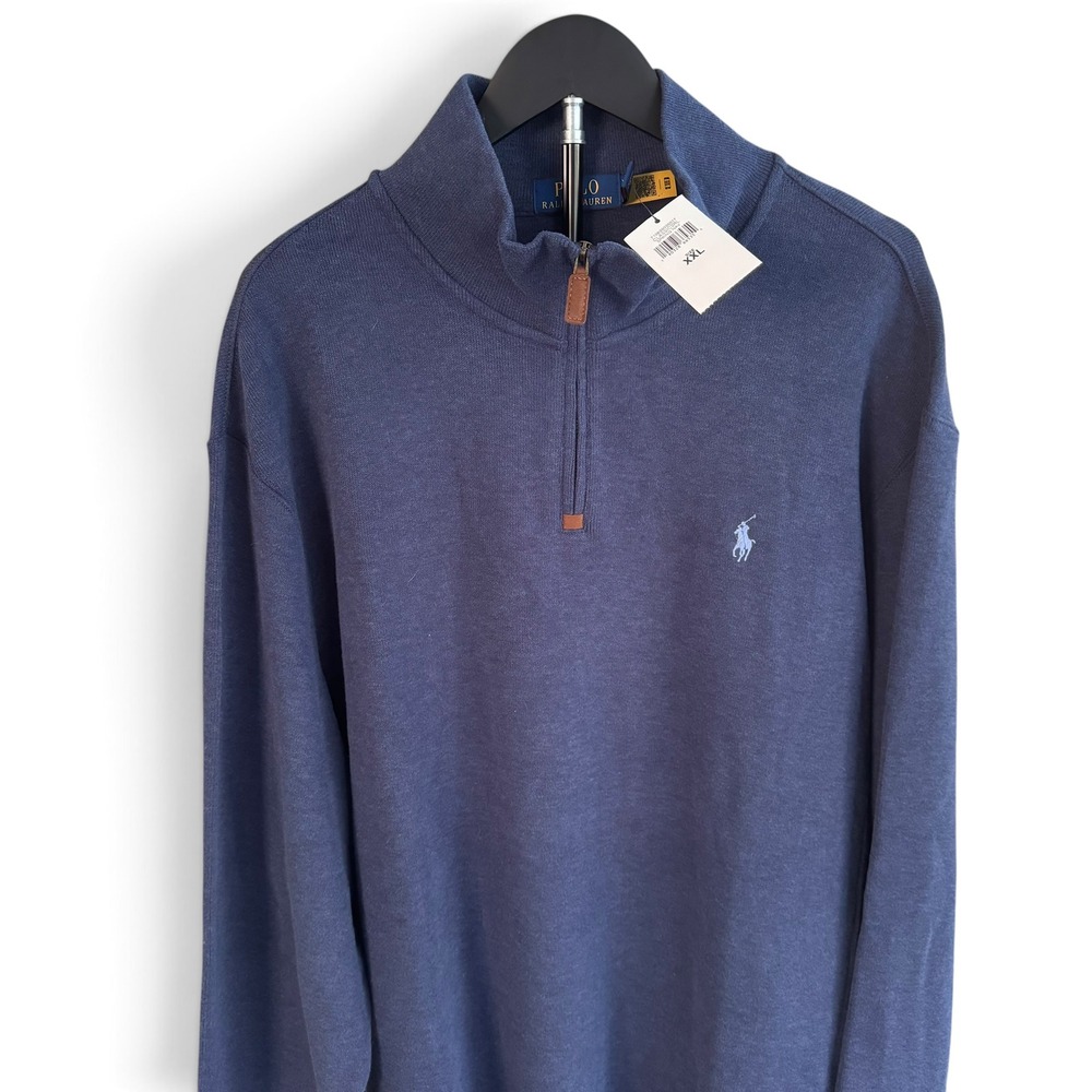 Polo Ralph Lauren 1/4 Zip Pullover NWT Men XXL Spring Navy Cotton Blend L/S Pony